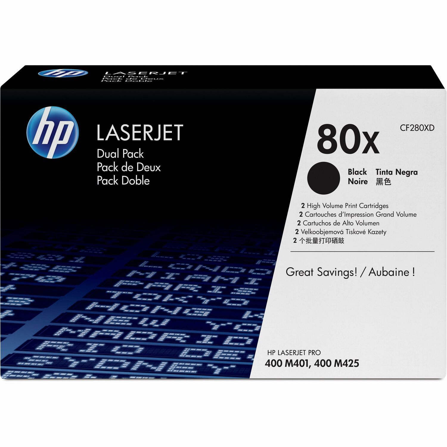 HP 80X (CF280XD) Hoch Kapazität Laserdruck Tonerkartusche - Schwarz - Original - Doppelpack - 1 Karton