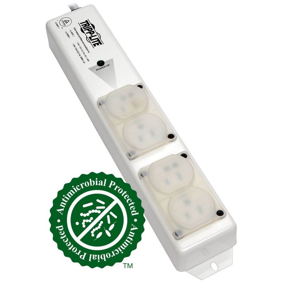 Eaton Tripp Lite Series Safe-IT UL 60601-1 Medical-Grade Power Strip for Patient-Care Vicinity, 4 15A Hospital-Grade Outlets, Safety Covers, 15 ft. Cord