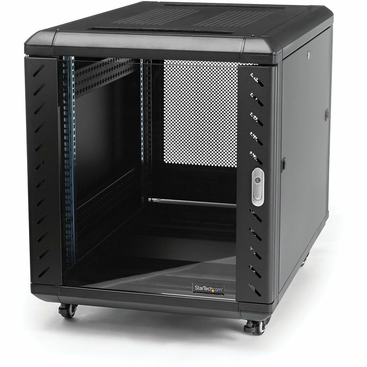 StarTech.com 4 Post 12U Netwerkkast, Vergrendelbare 19" Patchkast voor Computer/AV/IT/Data Apparatuur, Server Rack met Wielen/Montagerails