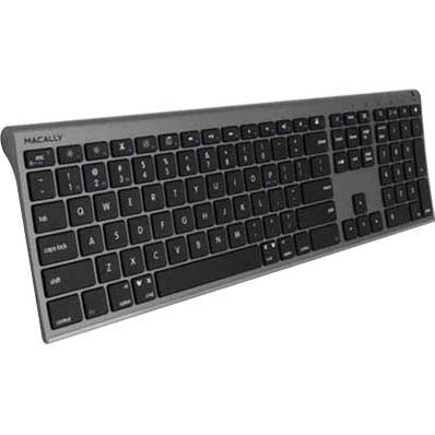 Macally Rechargeable Space Gray Quick Switch Bluetooth Keyboard For Three Devices