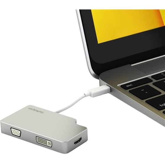 StarTech.com Aluminum Travel A/V Adapter: 3-in-1 Mini DisplayPort to VGA, DVI or HDMI - mDP Adapter - 4K