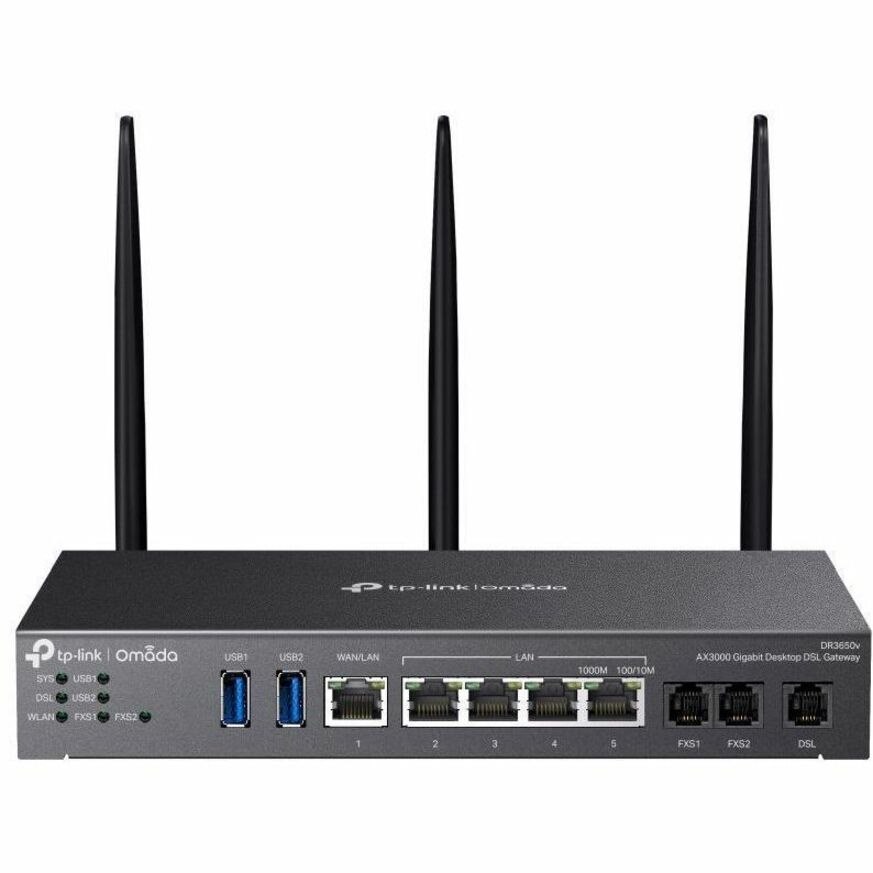 Omada Pro DR3650v Wi-Fi 6 IEEE 802.11ax Ethernet, VDSL2, ADSL2+, ADSL2, ADSL Modem/Wireless Router