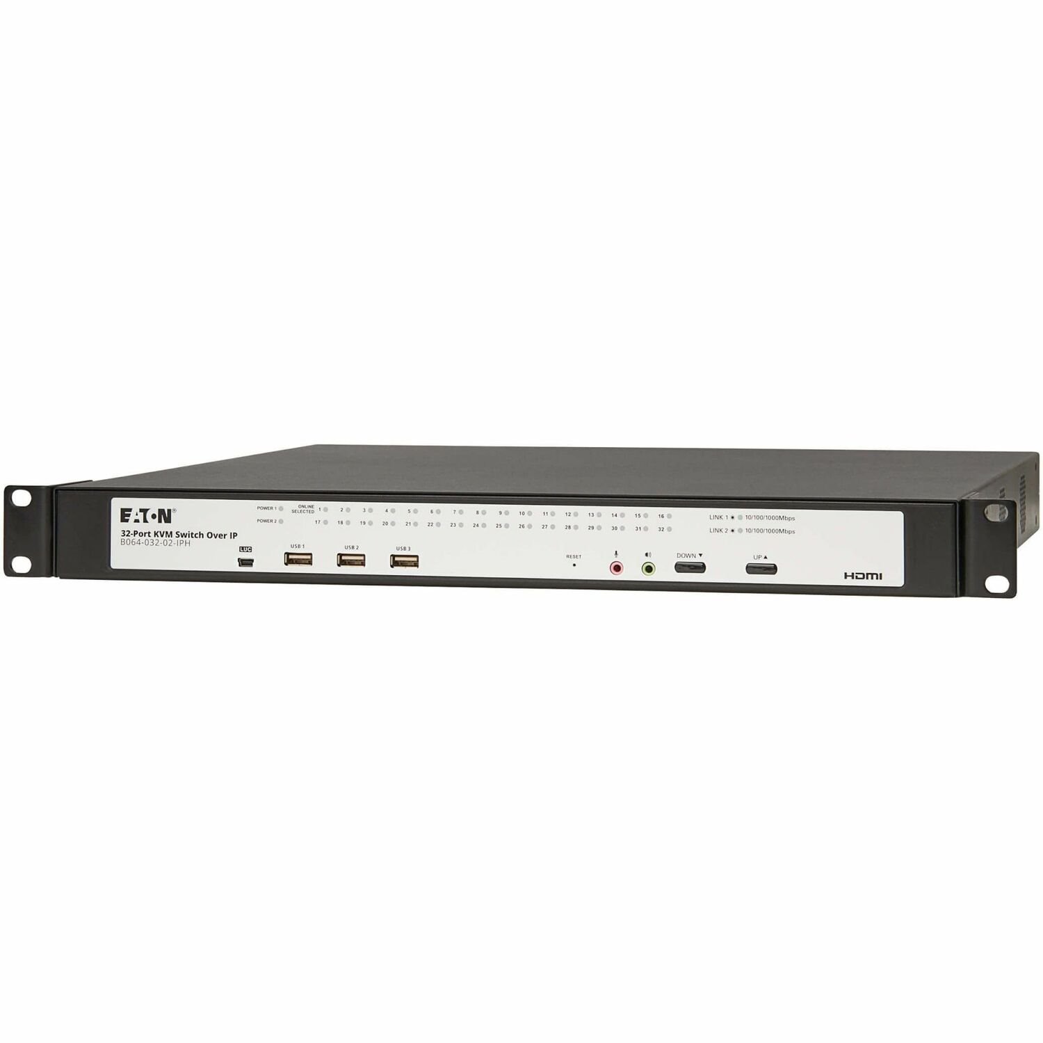 Eaton 32-Port Cat5e KVM over IP Switch - Virtual Media, 2 Remote/1 Local User, HDMI Output, 1U Rack-Mount, TAA