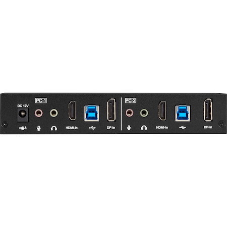 Black Box KVM Switch - UHD 4K, Dual-Monitor, HDMI/DisplayPort, USB 3.2 Gen 1, USB Type C, Audio, 2-Port