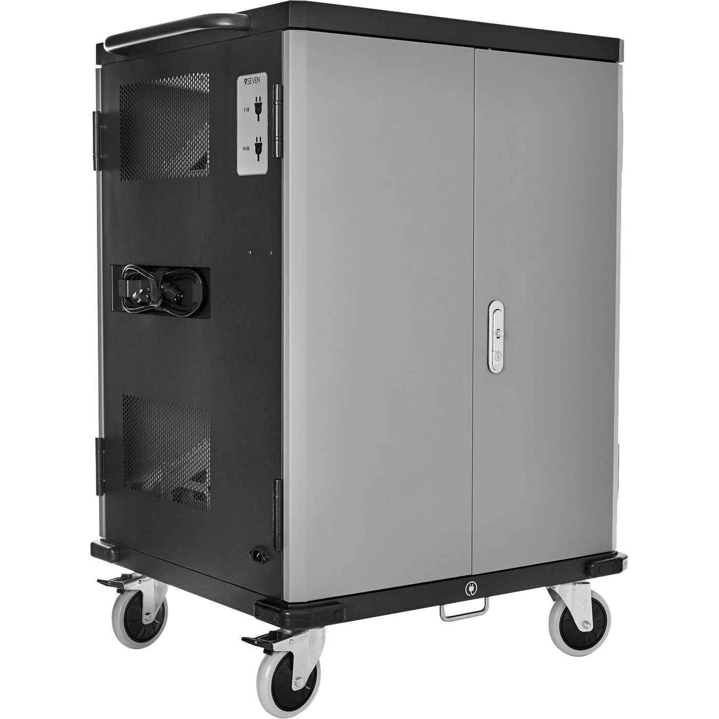 V7 Charge Cart for 36 Mobile Computers - Secure, Store and Charge Chromebooks, Notebooks and Tablets - NEMA US Plug