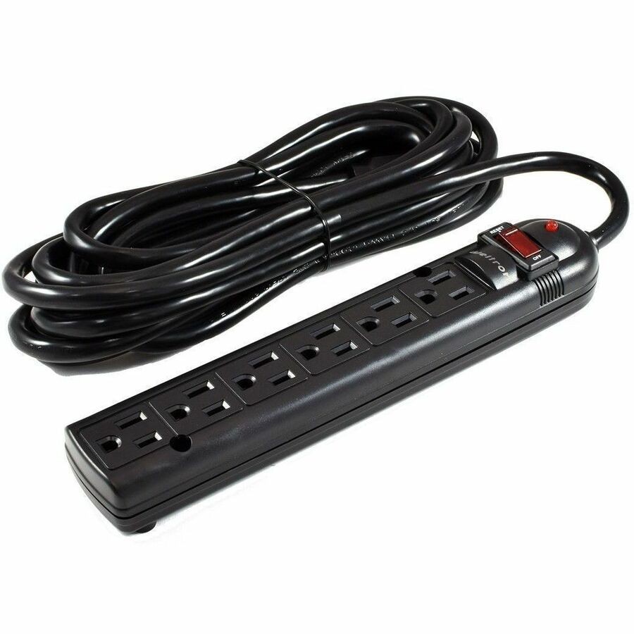 Weltron This 6 Outlet Plastic Power Strip Has 750 Joules, Emi/Rfi Filter And A 25FT Powe