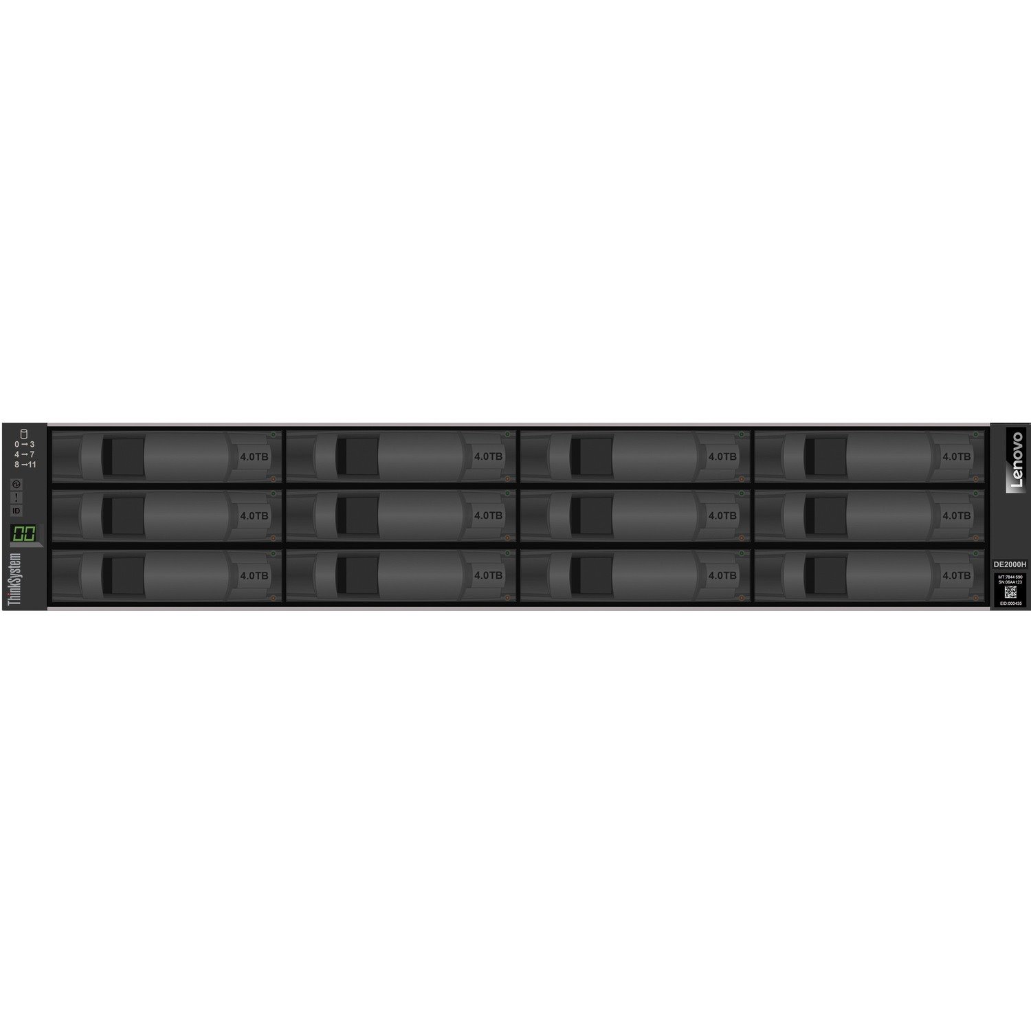 Lenovo ThinkSystem DE2000H 12 x Total Bays SAN Storage System - 2U Rack-mountable