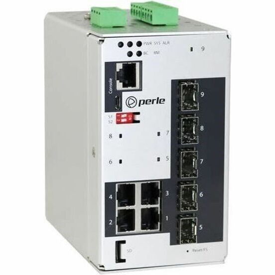 Perle IDS-409 IDS-409-5SFP 4 Ports Manageable Ethernet Switch - Gigabit Ethernet, Fast Ethernet - 10/100/1000Base-T, 100/1000Base-X - TAA Compliant