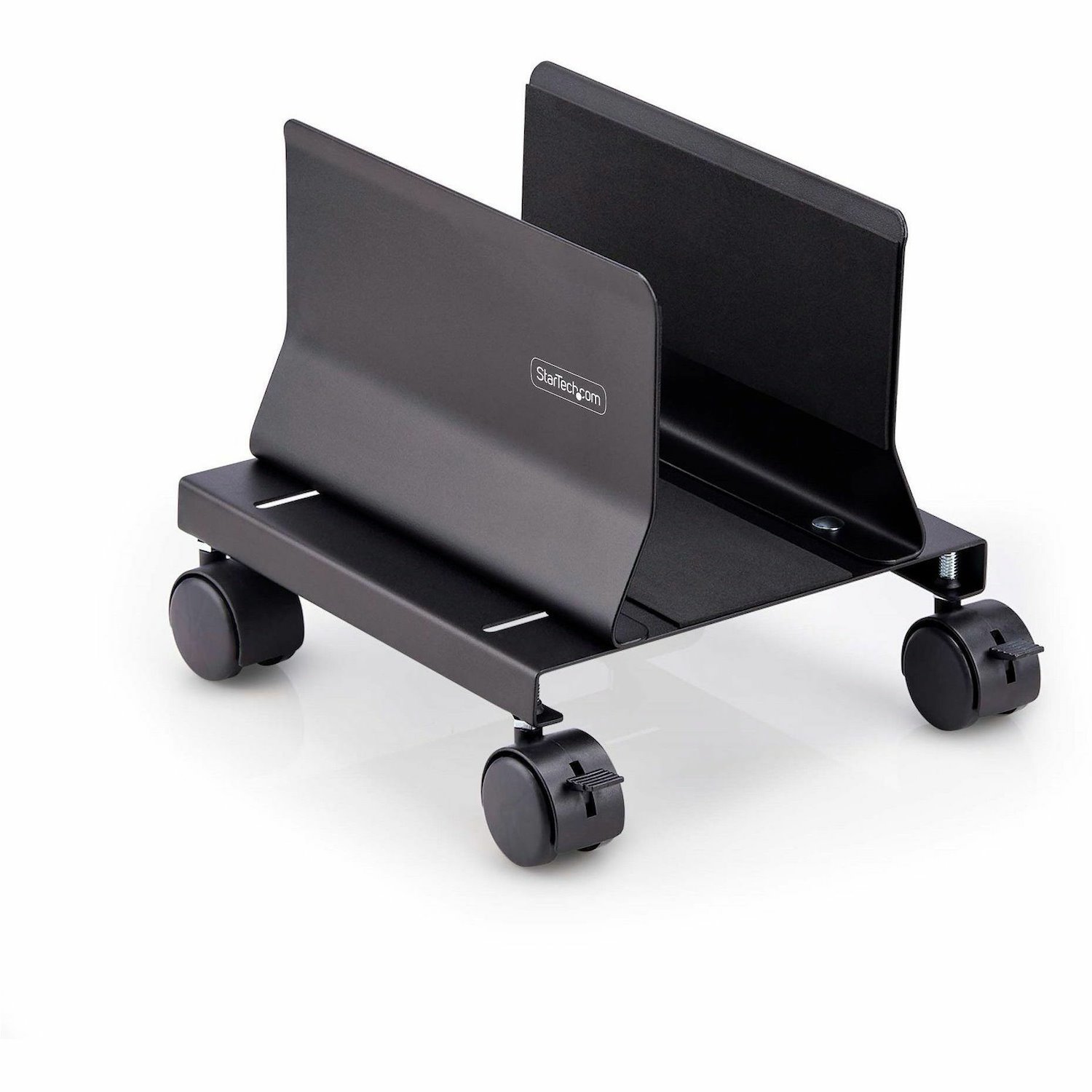 StarTech.com Computer Tower Cart, Rolling CPU Caddy on Wheels, Max 46.3lb/21kg, Adjustable PC Case Mount, Floor Stand Dolly, Steel, TAA