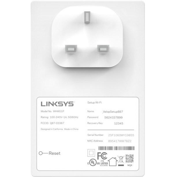 Linksys Velop WHW0101P Dual Band IEEE 802.11ac 1.27 Gbit/s Wireless Range Extender