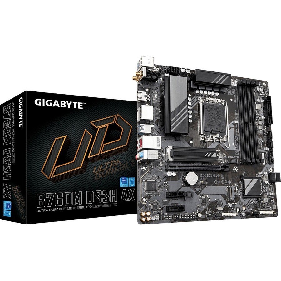 Gigabyte Ultra Durable B760M DS3H AX Gaming Desktop Motherboard - Intel B760 Chipset - Socket LGA-1700 - Micro ATX