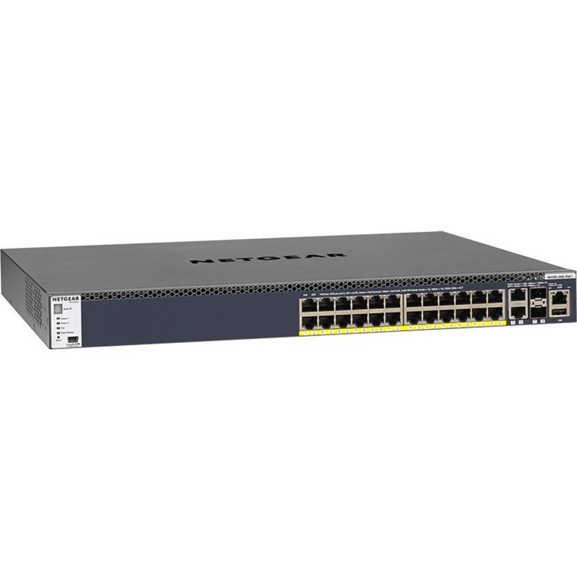 Netgear ProSafe M4300 M4300-28G-PoE+ 24 Ports Manageable Layer 3 Switch - 10 Gigabit Ethernet, Gigabit Ethernet - 10GBase-T, 10/100/1000Base-TX, 10GBase-SR, 10GBase-LR, 1000Base-SX, 1000Base-LX, 10GBase-LRM