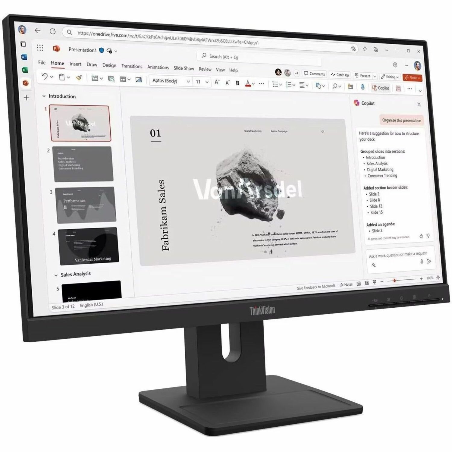 Lenovo ThinkVision E22-40 22" Class Full HD LED Monitor - 16:9 - Raven Black