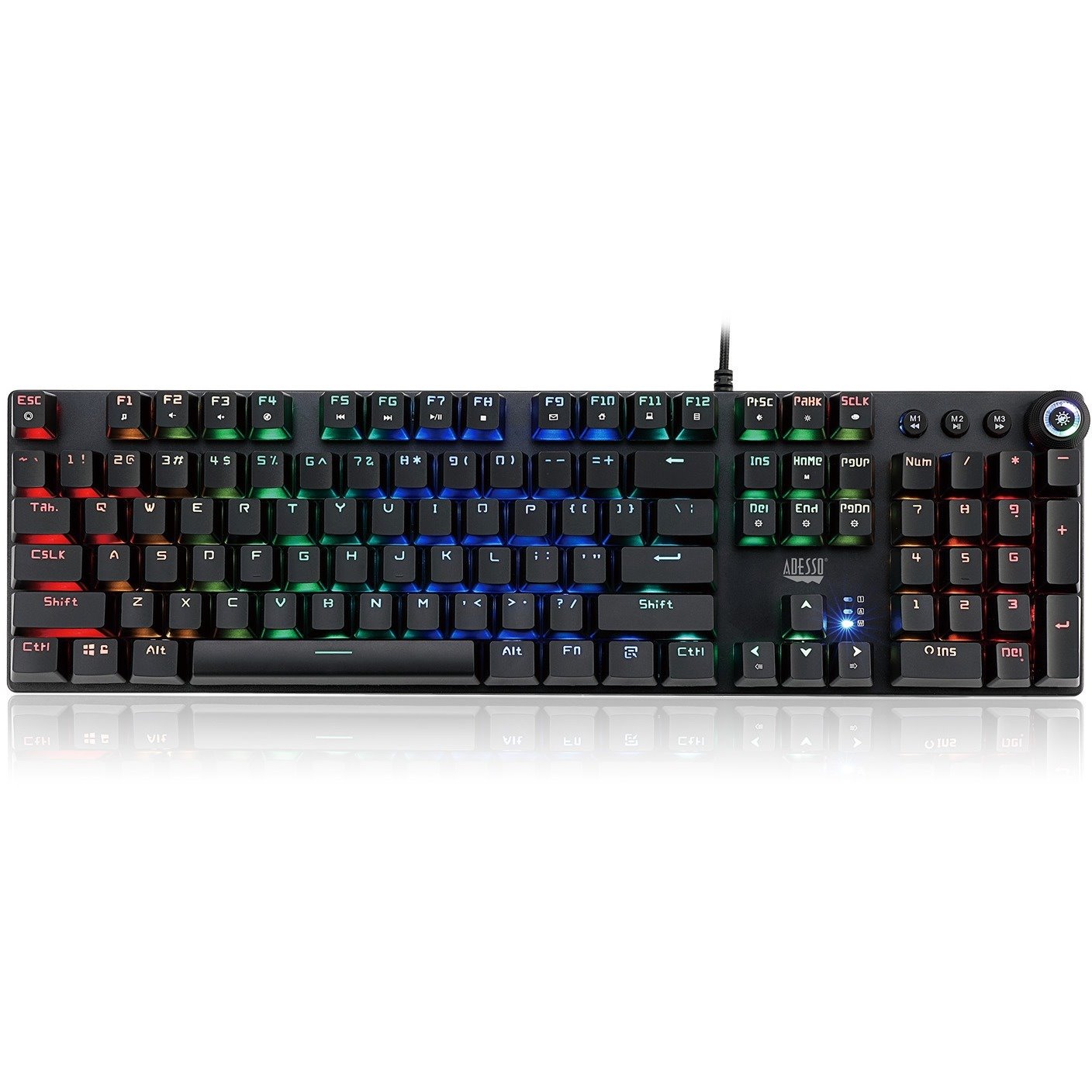 Adesso EasyTouch 650EB Gaming Keyboard - Cable Connectivity - USB Interface - RGB LED - English (US) - Black