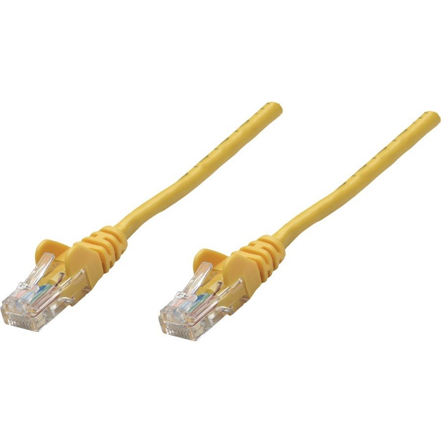 Intellinet Network Patch Cable, Cat6, 0.25m, Yellow, CCA, U/UTP, PVC, RJ45, Gold Plated Contacts, Snagless, Booted, Polybag