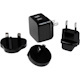 StarTech.com Travel USB Wall Charger - 2 Port - Black - Universal Travel Adapter - International Power Adapter - USB Charger