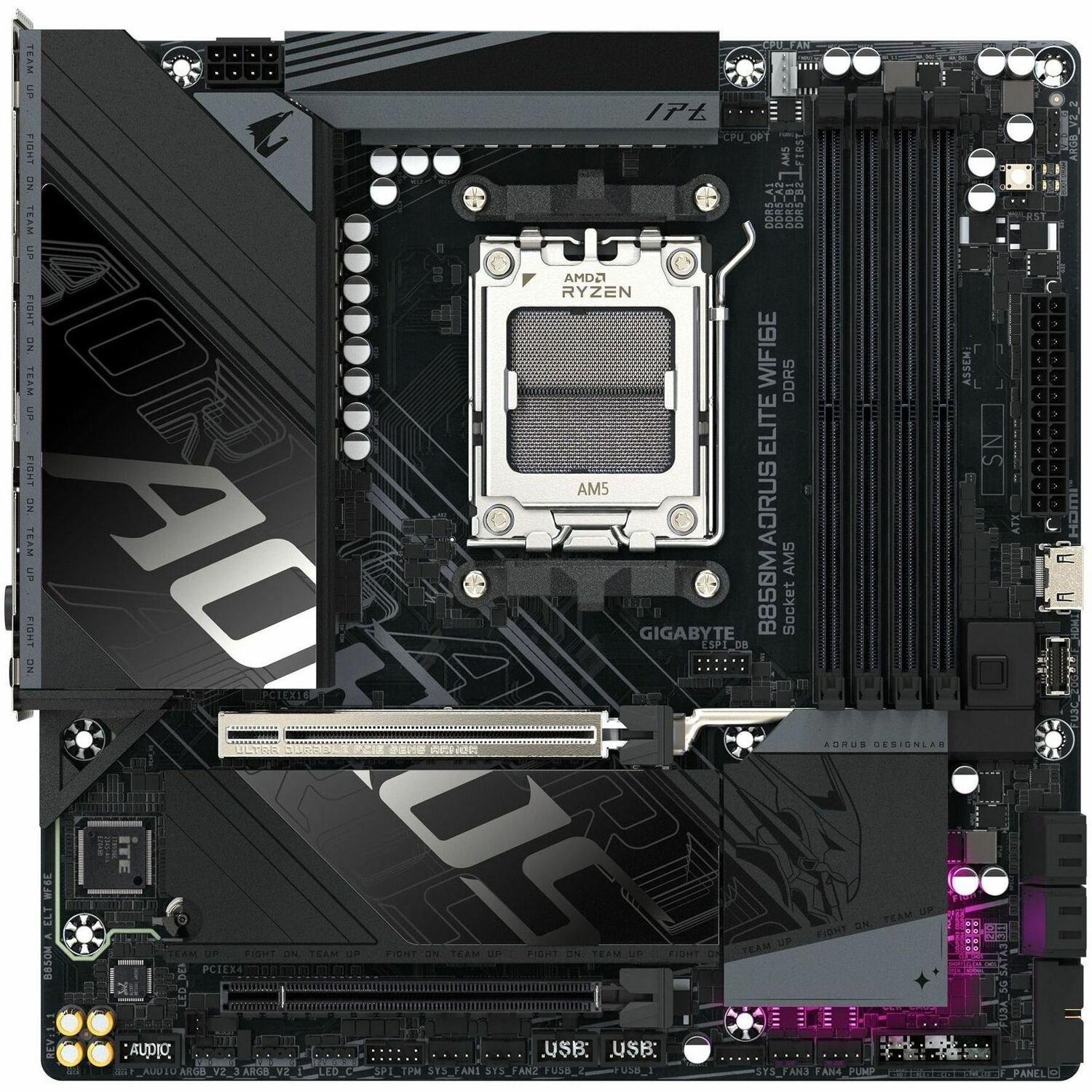 Aorus Ultra Durable B850M A ELT WF6E ICE Gaming Desktop Motherboard - AMD B850 Chipset - Socket AM5 - Micro ATX