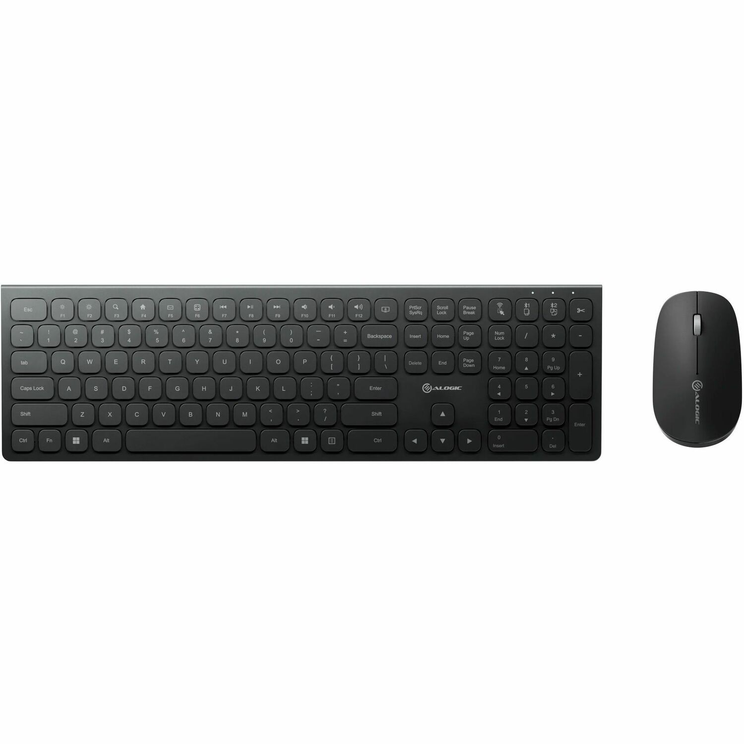 Alogic Echelon USB-C Rechargeable Bluetooth Full Size Keyboard for US Win (Black) + Mouse Combo US