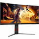 AOC CU34G4Z 34" Class UW-QHD Curved Screen Gaming LED Monitor - 21:9 - Black, Red