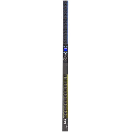 Eaton Metered Input rack PDU, 0U, L21-30P input, 8.64 kW max, 120/208V, 24A, 10 ft cord, Three-phase, Outlets: (24) 5-20R