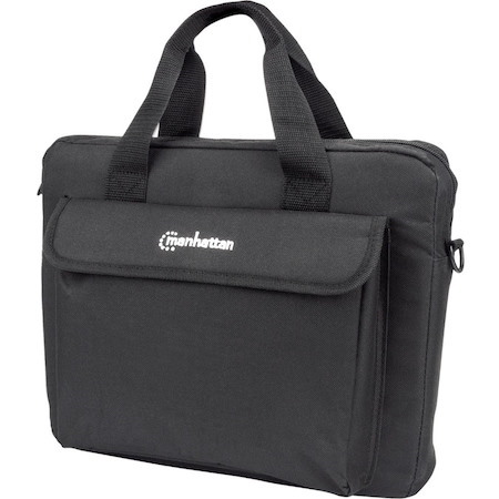 Manhattan London Laptop Bag 12.5" , Top Loader, Black, LOW COST, Accessories Pocket, Shoulder Strap (removable), Notebook Case, Three Year Warranty
