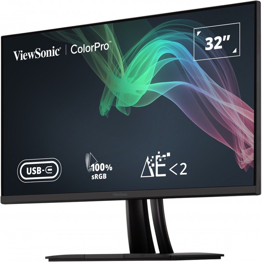 ViewSonic VP3256-4K 32 Inch 4K UHD IPS Ergonomic Monitor with Ultra-Thin Bezels, Color Accuracy, Pantone Validated, 60W USB C