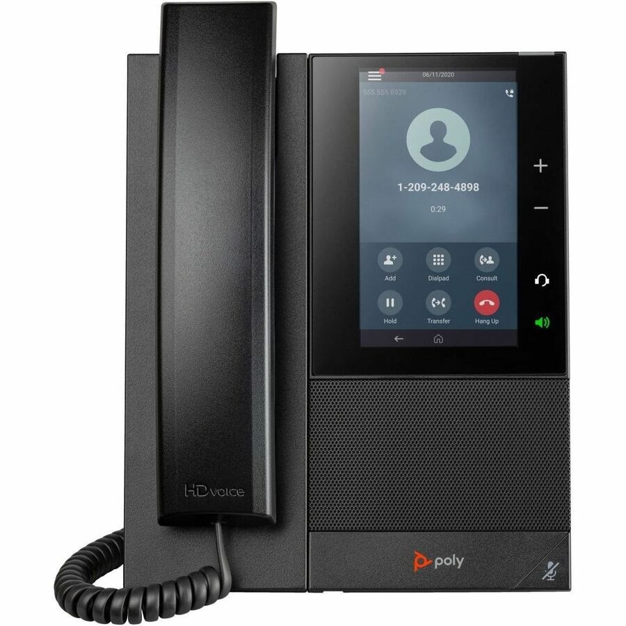 Poly CCX 505 IP Phone - Corded - Corded/Cordless - Wi-Fi, Bluetooth - Desktop, Wall Mountable - Black