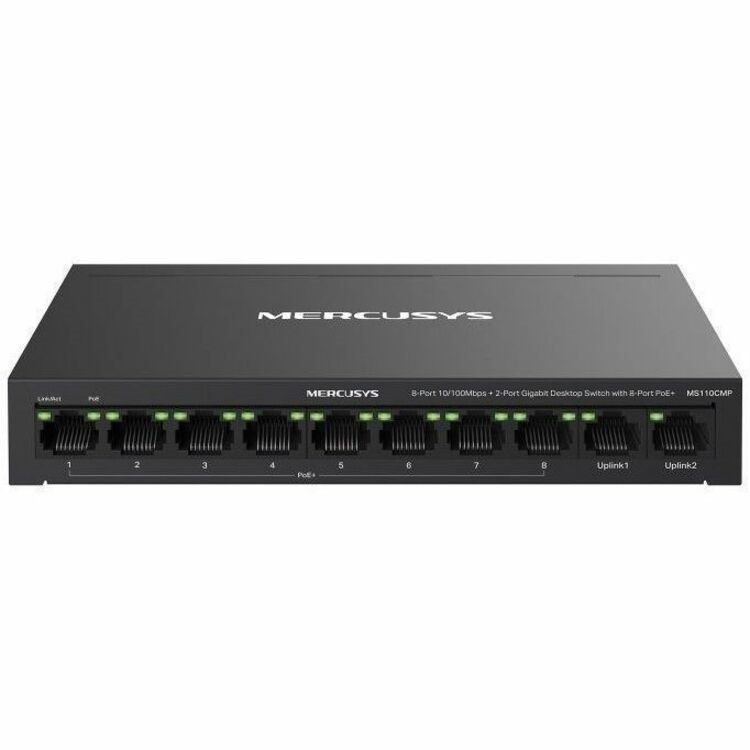 Tp-Link Mercusys 10-Port Desktop Switch, GbE(2), Lan(8), Poe+(8), 115W, Metal Case, 5YR