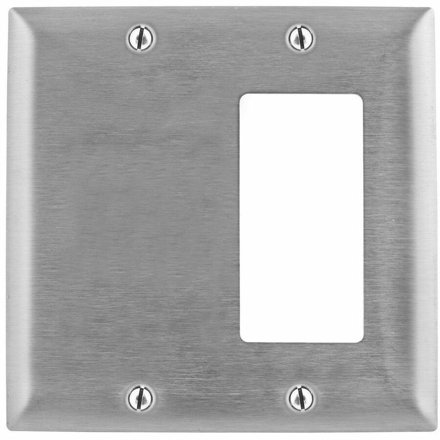 Hubbell Wallplate, 2-G, Blank/Gfci, SS