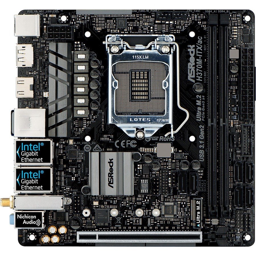ASRock H370M-ITX/ac Desktop Motherboard - Intel H370 Chipset - Socket H4 LGA-1151 - Intel Optane Memory Ready - Mini ITX