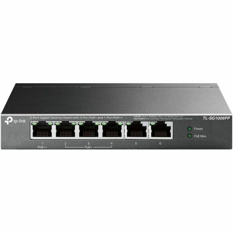 TP-LINK 6-PORT UNMANAGED GIGABIT SWITCH, POE+(3), POE++(1), 64W, METAL CASE, 5YR