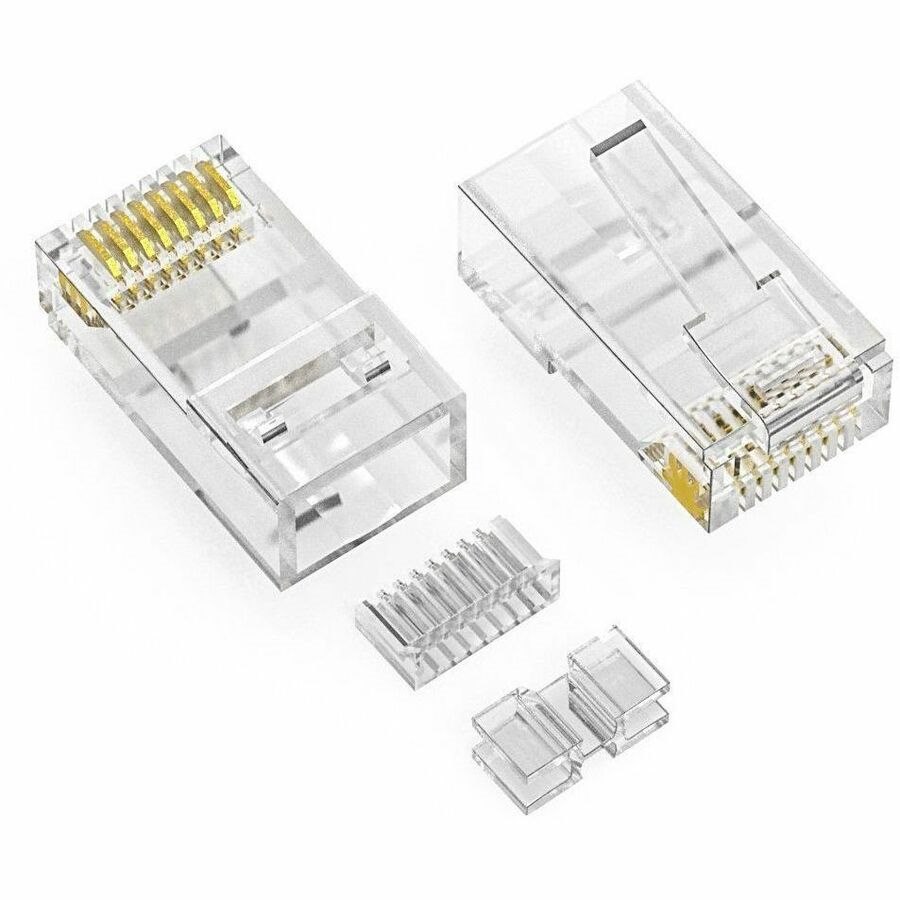 Axiom RJ45 CAT6A UTP Plug, 3pc Type, Solid/Stranded Wire, 50 Micron, 100-pack