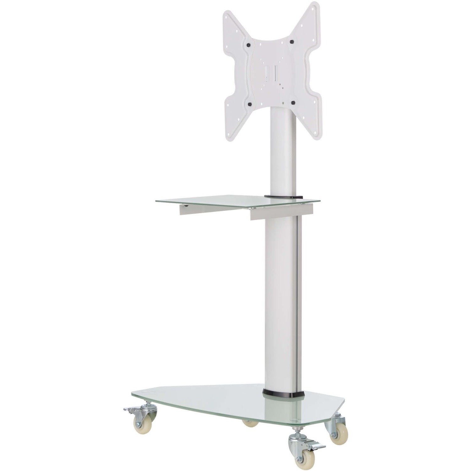 Eaton Tripp Lite Series Premier Rolling TV Cart for 32" to 55" Displays, Frosted Glass Base and Shelf, Locking Casters, White