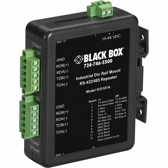 Black Box RS-422/RS-485 Industrial DIN Rail Repeater