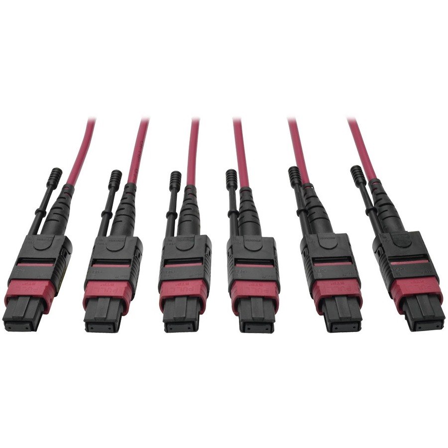 Eaton Tripp Lite Series MTP/MPO Multimode Base-8 Trunk Cable, 24-Strand, 40GB/100GB, 40/100GBASE-SR4, OM4 Plenum-Rated (3xF/3xF), Push/Pull Tab, Magenta, 61 m (200 ft.)