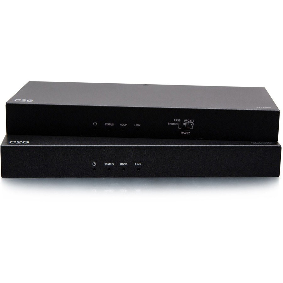 C2G HDBaseT HDMI Extender + 3.5mm, RS232, USB B to A, and IR over Cat - HDMI Transmitter Box to Reciever Box - 4K 60Hz