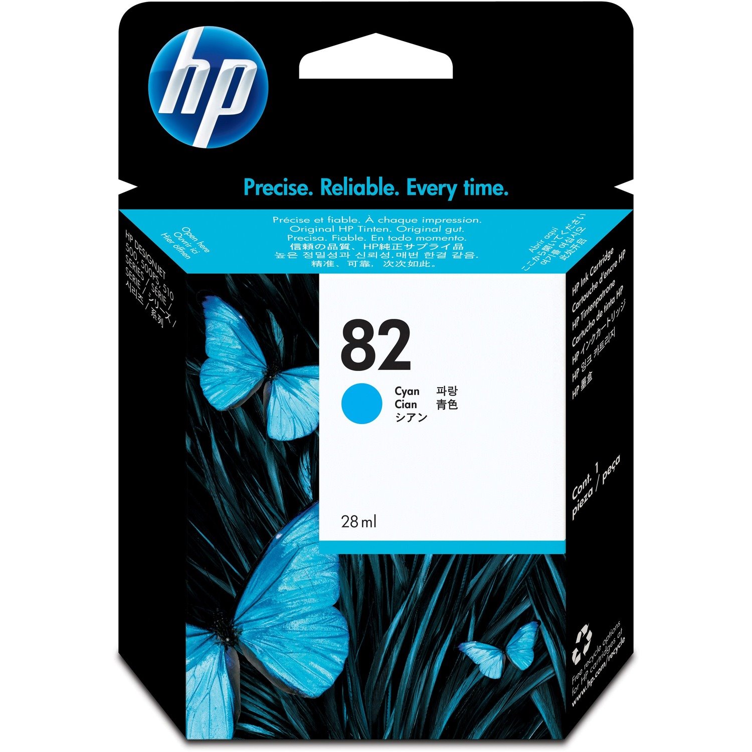 HP 82 (C4911A) Original Standard Yield Inkjet Ink Cartridge - Single Pack - Cyan - 1 Each