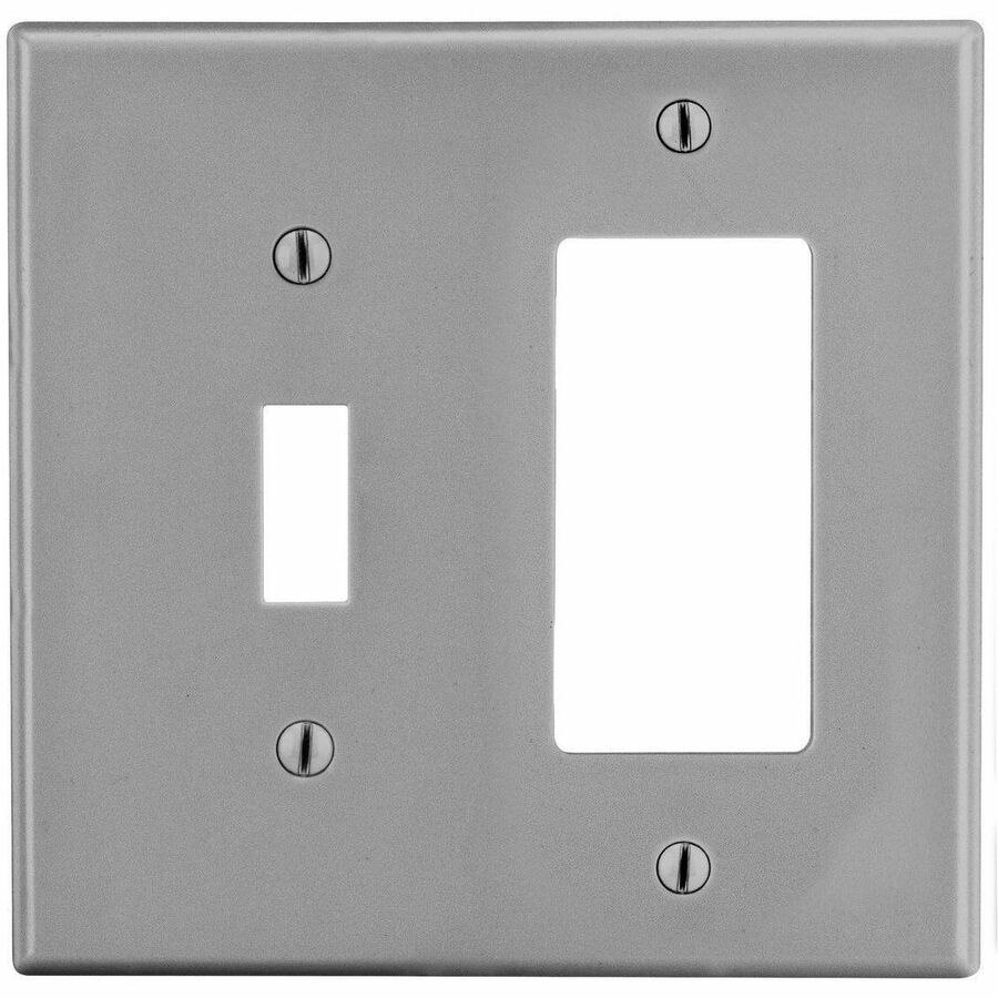 Bryant Wallplate, 2-Gang, 1) Toggle 1) Receptacle, Gray