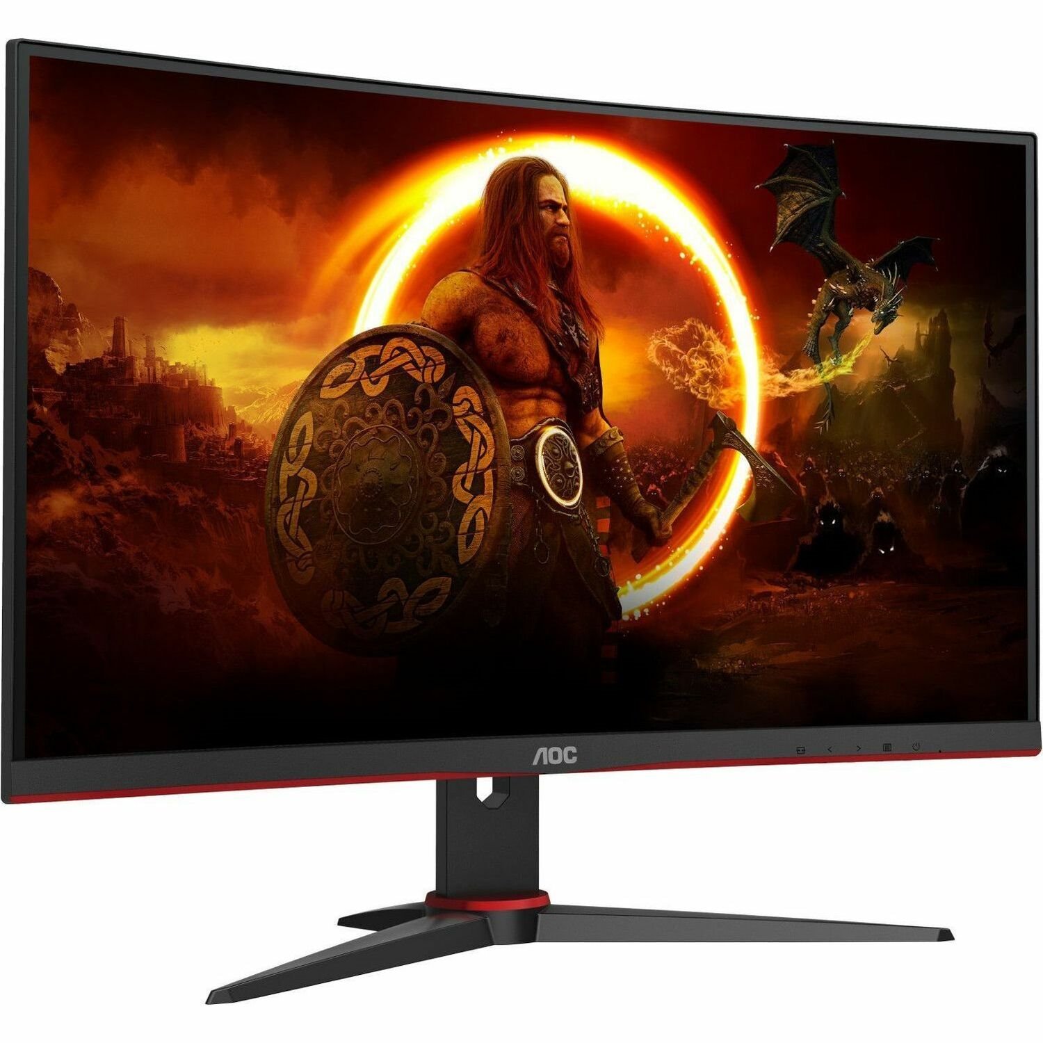 AOC C27G2E 27" Class Full HD Curved Screen Gaming LED Monitor - 16:9 - Black, Red