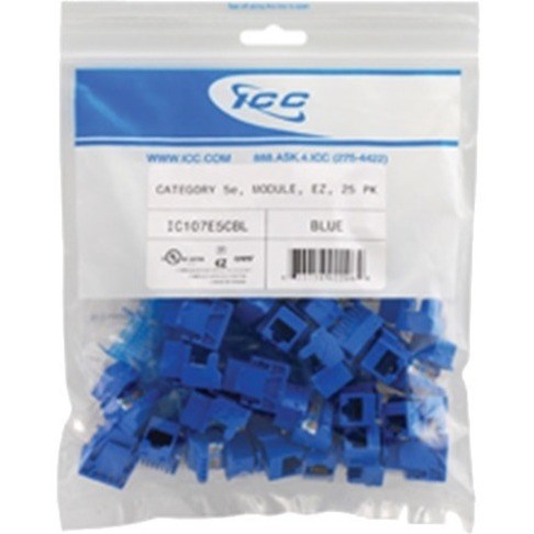 ICC CAT 5e, EZ, 25 PK Modular Connector, Blue