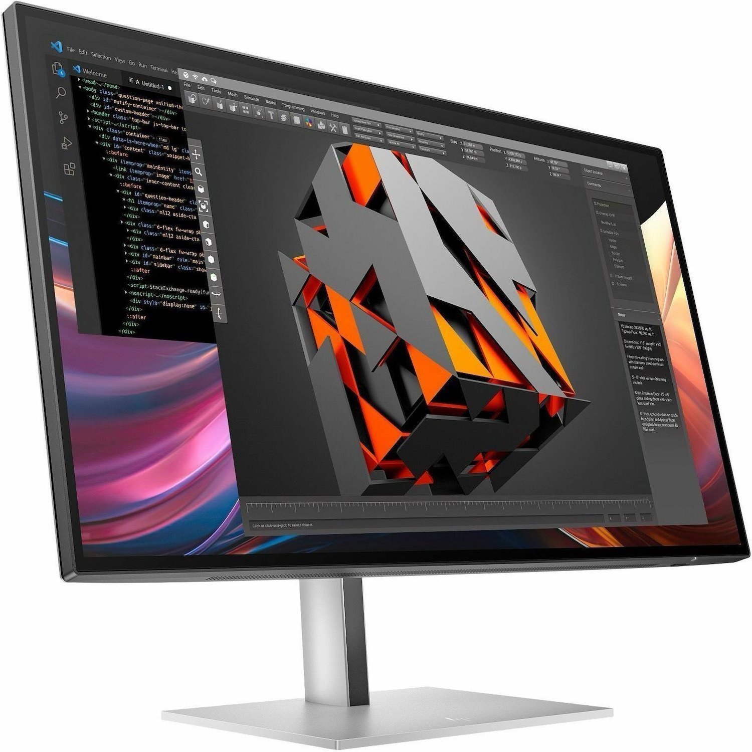 HP 727pq 27" Class WQHD LED Monitor - 16:9 - Black, Silver