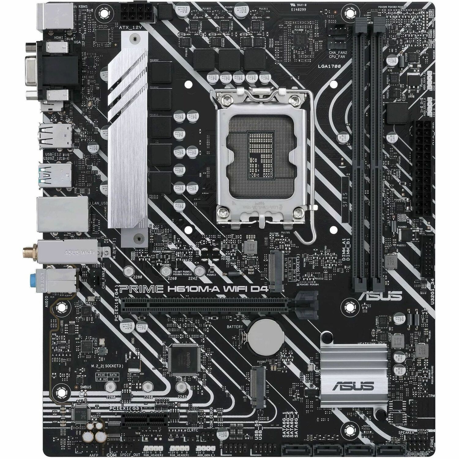 Asus Prime H610m-A Wifi D4 Intel H610 Lga1700 Mic-Atx Motherboard With DDR4 Pcie 4.0 Dual M.2 Slots Intel 1 GB Ethernet Wifi 5 Displayport