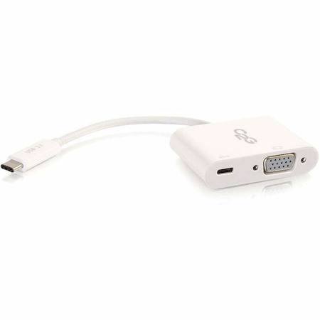 C2G USB-C® to VGA Video Multiport Adapter with Power Delivery up to 60W - White