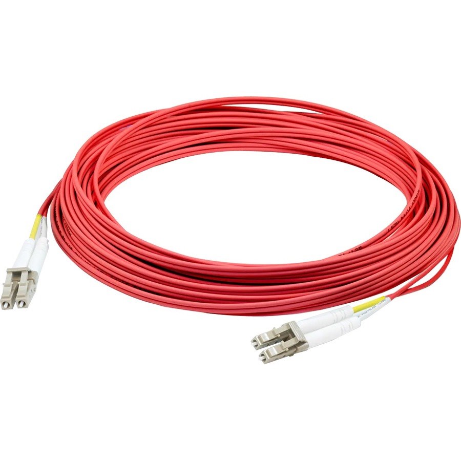 AddOn 10m LC to LC Red OM1 Duplex OFNR (Riser-Rated) MMF Fiber Patch Cable