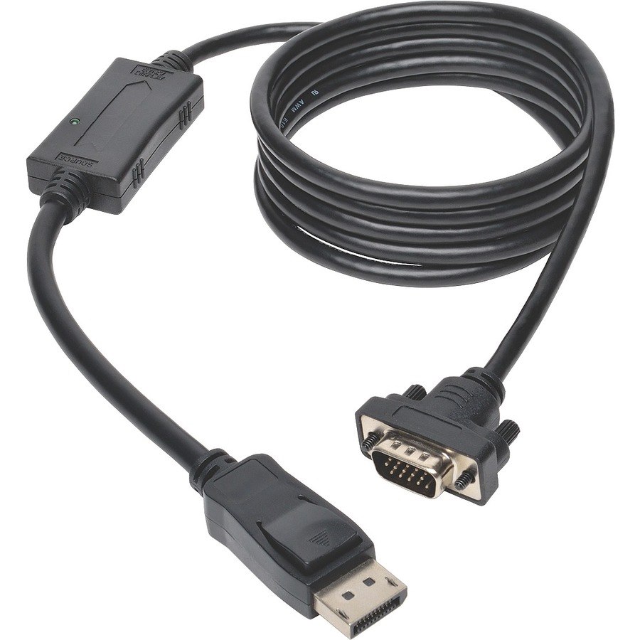 Eaton Tripp Lite Series DisplayPort 1.2 to VGA Active Adapter Cable (DP with Latches to HD15 M/M), 6 ft. (1.8 m), TAA