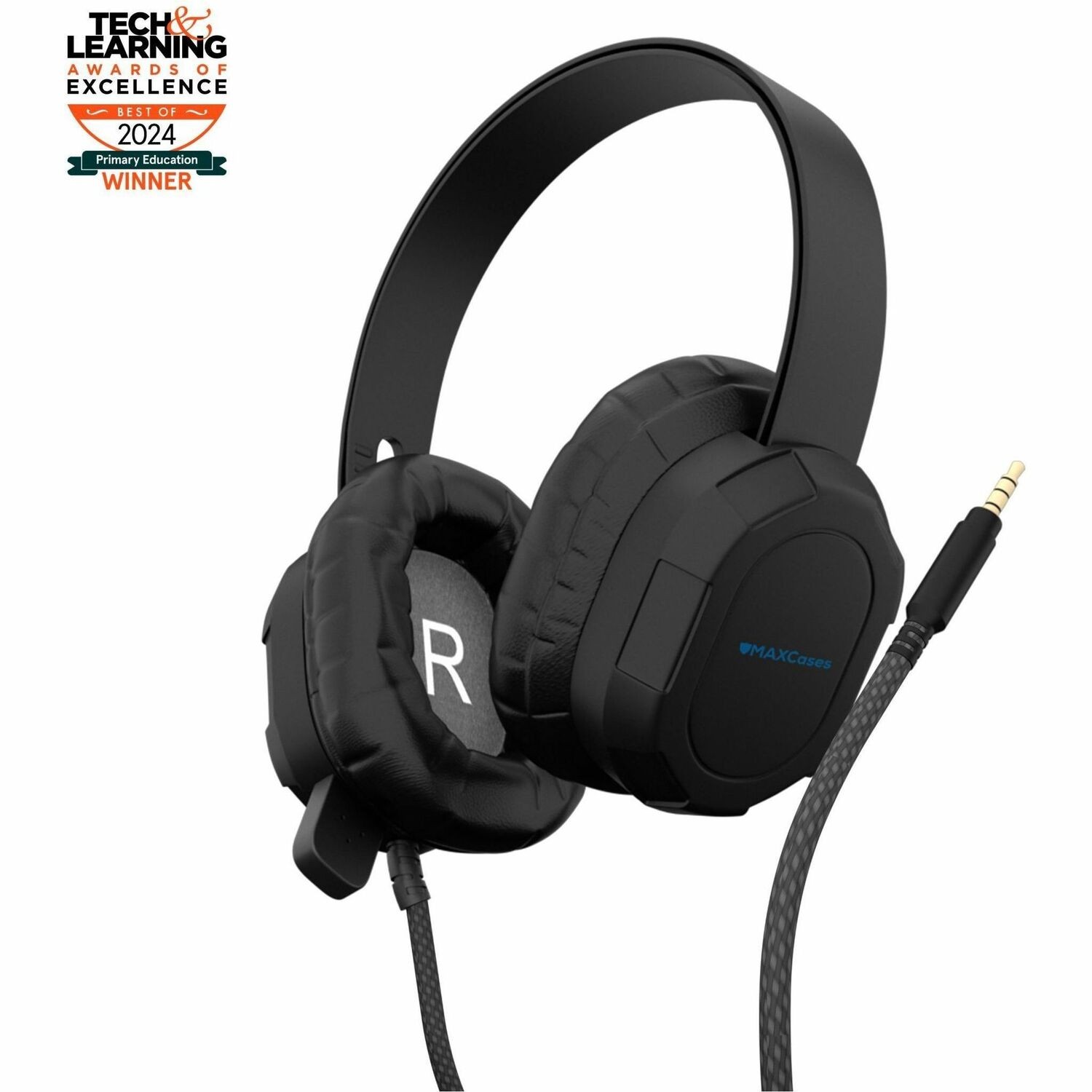 Max Cases Extreme Headset W/Braided Cable And Built-In Microphone W/3.5MM Connector (Black