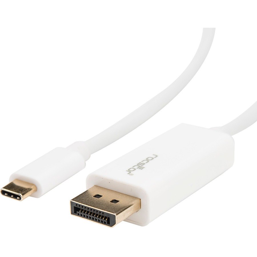 Rocstor Premium 6ft / 2m USB Type C to DisplayPort Cable - USB C to DP Cable - 4K 60Hz - White - DisplayPort/USB for Video Device, Monitor, Workstation, Projector, MacBook, Chromebook, Notebook, Ultrabook, TV - 6ft - 1 Pack - 1 x Type C Male USB - 1 x DisplayPort Female Digital Video - White USB C TO DP Adapter Cable