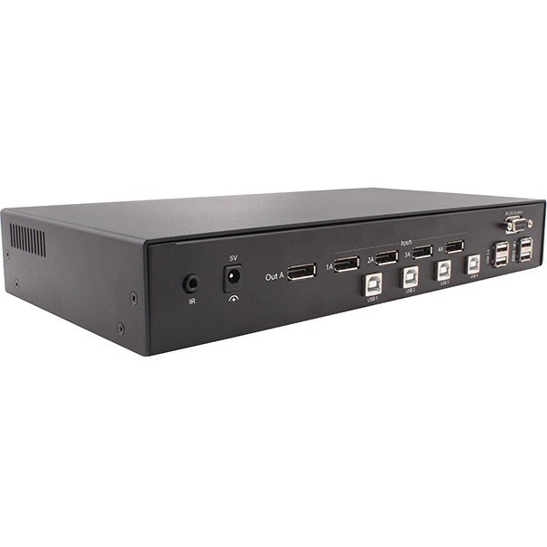 SmartAVI 4-Port DisplayPort KVM Switch with USB 2.0 and Front Panel Push Buttons