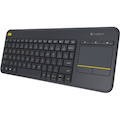Logitech K400 Plus Keyboard - Wireless Connectivity - USB Interface - TouchPad - Czech - QWERTY Layout - Black