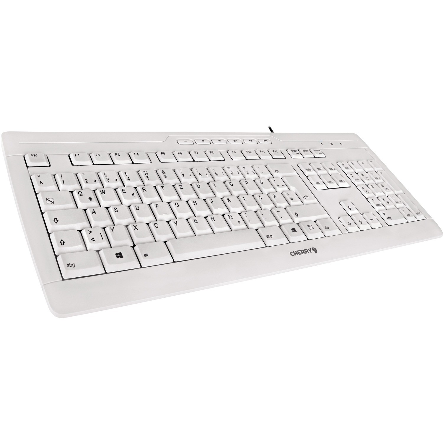 CHERRY STREAM 3.0 Toetsenbord - Kabel Verbinding - USB Interface - Zwitserland - QWERTZ indeling - Grijs, Wit